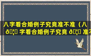 八字看合婚例子究竟准不准（八 🦍 字看合婚例子究竟 🦅 准不准确）